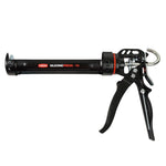 Pistola de silicona profesional RATIO Press-12 en color negro con mango ergonómico de aluminio y gatillo metálico.