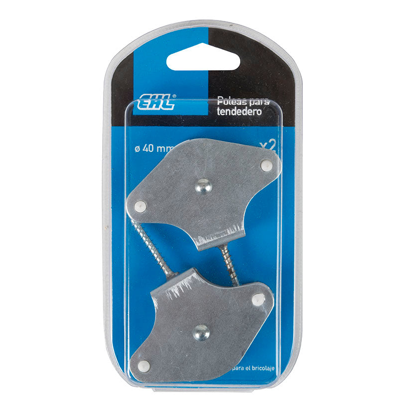 Blíster de 2 unidades de poleas para tendedero EHL con rueda de nilón de 40mm