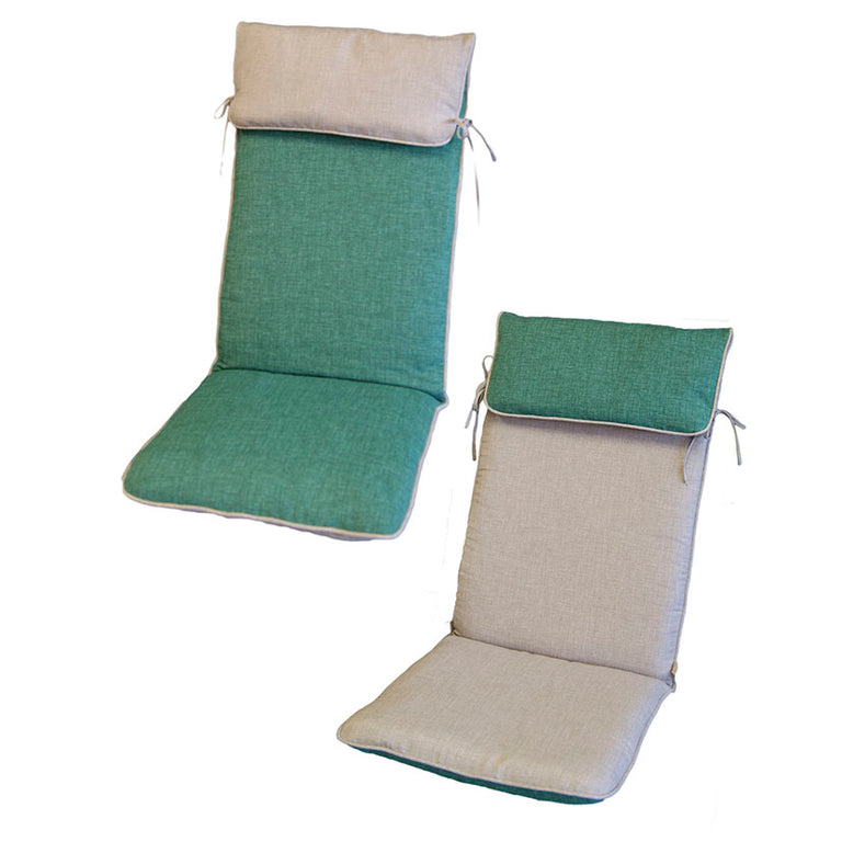 Cojín para silla multiposiciones alto serie 530L reversible verde y beige con cintas de sujeción