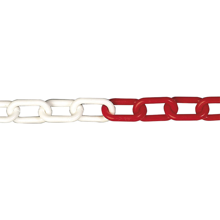 Cadena de plástico bicolor rojo y blanco para señalización de seguridad y delimitación de zonas