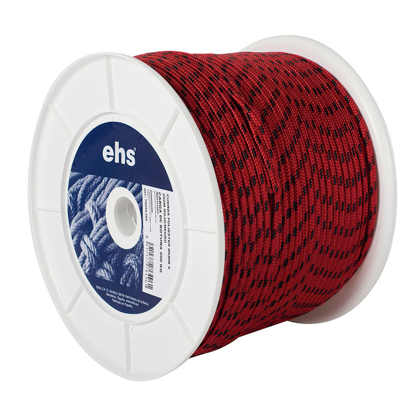Carrete de cuerda de poliéster EHS de 10mm en color rojo y negro de 100 metros
