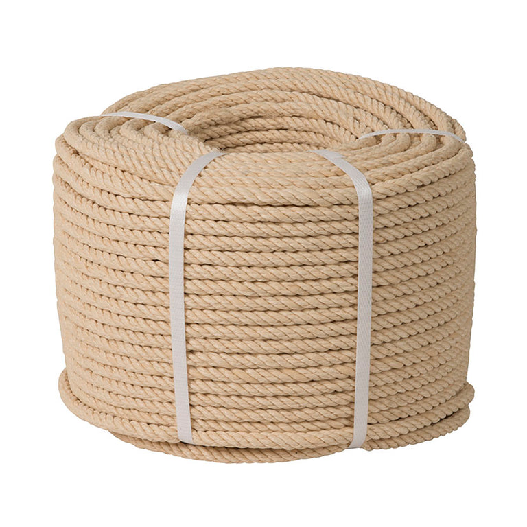 Rollo de cuerda torcida imitación sisal color beige de polipropileno sintético resistente a UV
