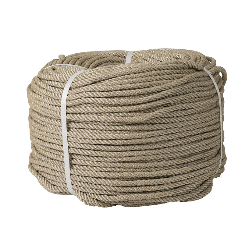 Rollo de cuerda de polipropileno imitación cáñamo marrón de 10mm y 100 metros para decoración y exterior