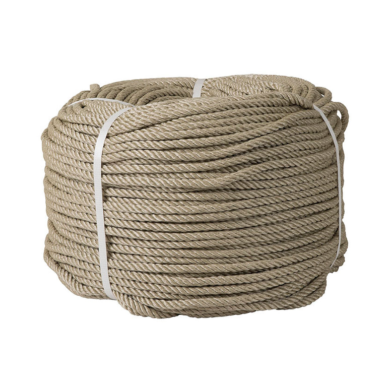Rollo de cuerda de polipropileno imitación cáñamo marrón de 10mm y 100 metros para decoración y exterior
