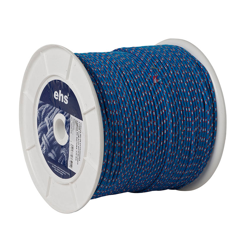 Cuerda de nailon extrarígida EHS 4,5mm tricolor azul, rojo y blanco en bobina industrial.