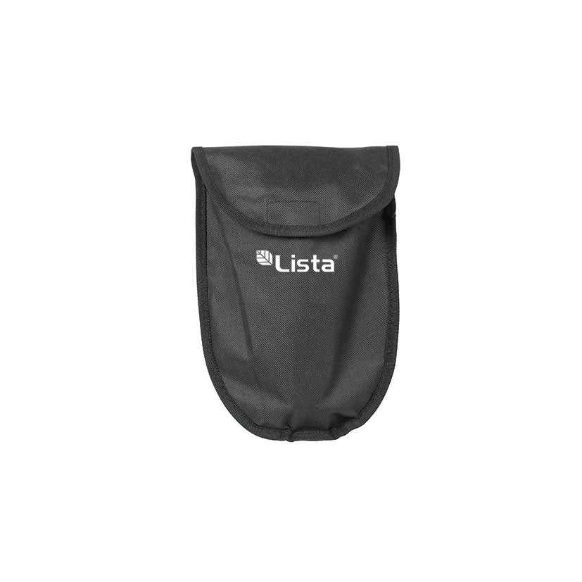 Funda de transporte de nylon negro con logo LISTA para almacenamiento compacto de la pala.