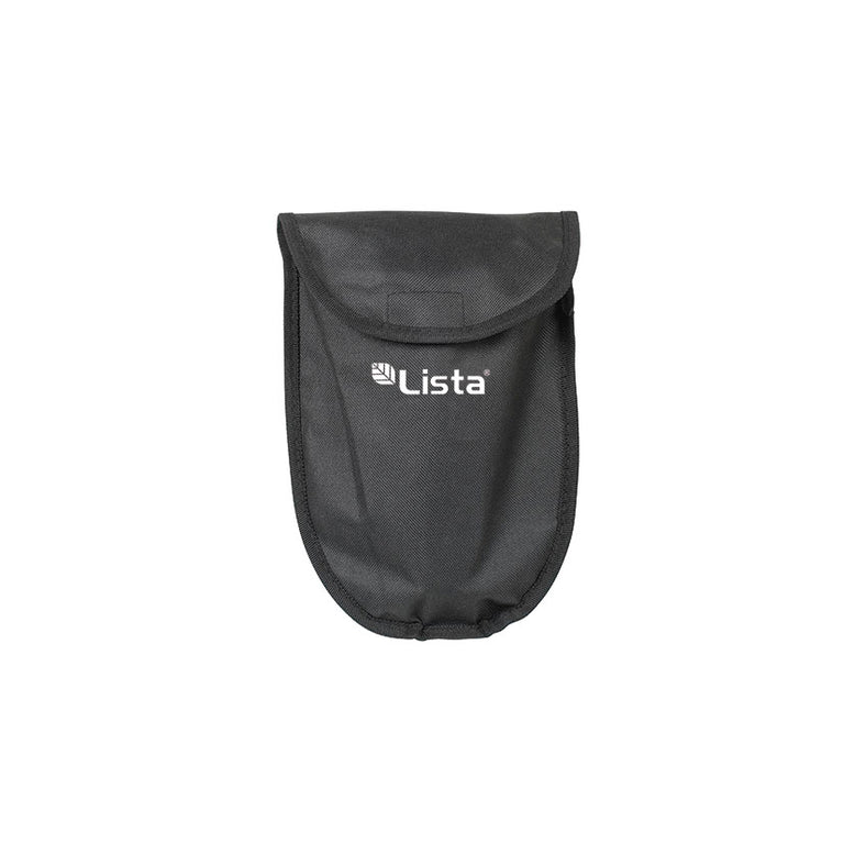 Funda de transporte de nylon negro con logo LISTA para almacenamiento compacto de la pala.
