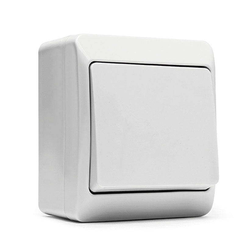 Interruptor conmutador estanco Famatel Pool 54 blanco para instalación en superficie exterior.