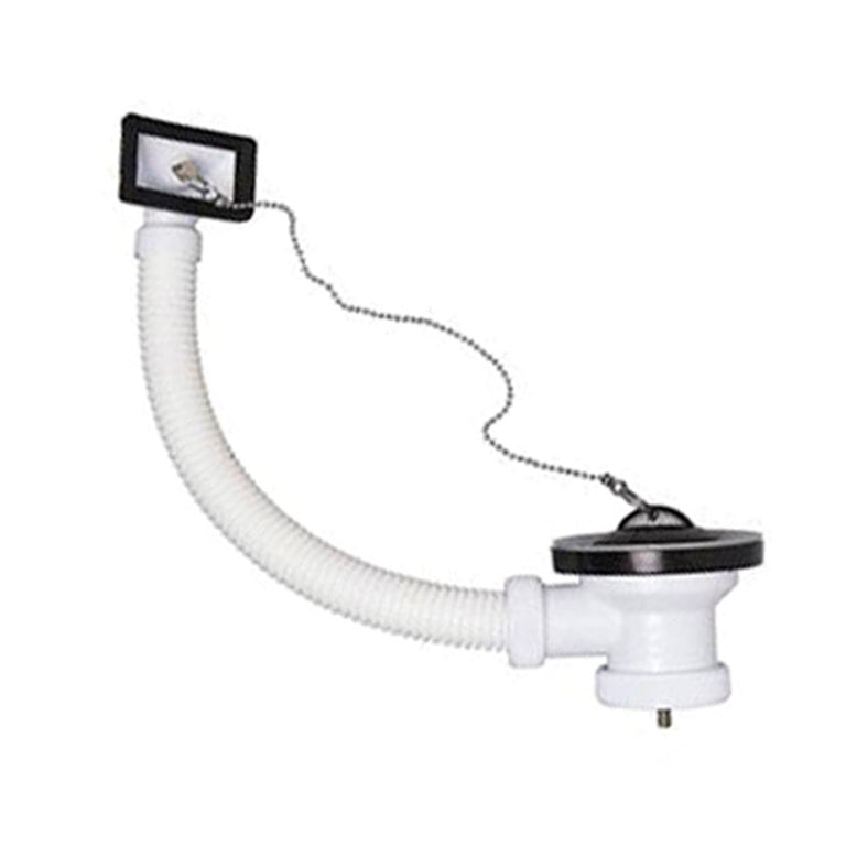 Válvula de desagüe para fregadero Crearplast C-81 con rebosadero flexible y tapón con cadena