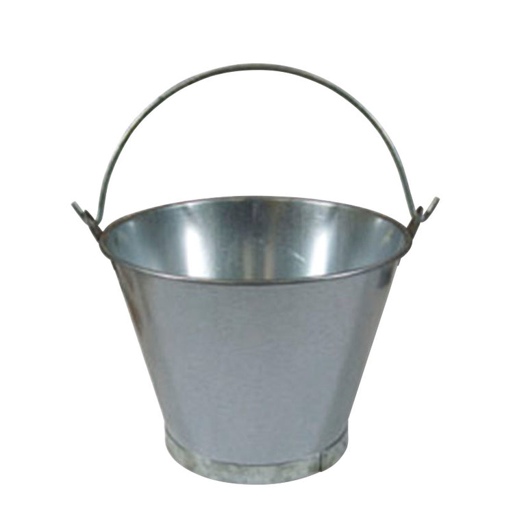 Cubo cónico de acero galvanizado Flores Cortés con asa metálica lisa para uso profesional y doméstico.