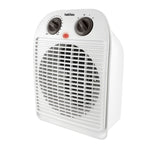 Termoventilador vertical Habitex E363 blanco con mandos giratorios y rejilla frontal de seguridad.