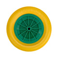 Rueda de carretilla impinchable Ferrebol 360mm color amarillo y verde con eje de acero extraíble