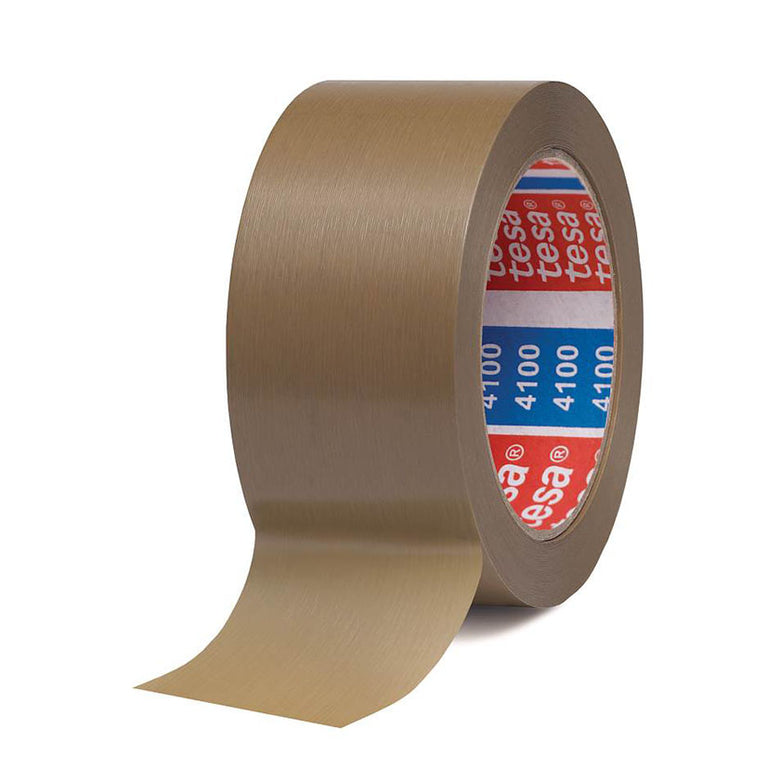 Rollo de precinto Tesa 4100 color marrón de PVC rugoso para embalaje profesional