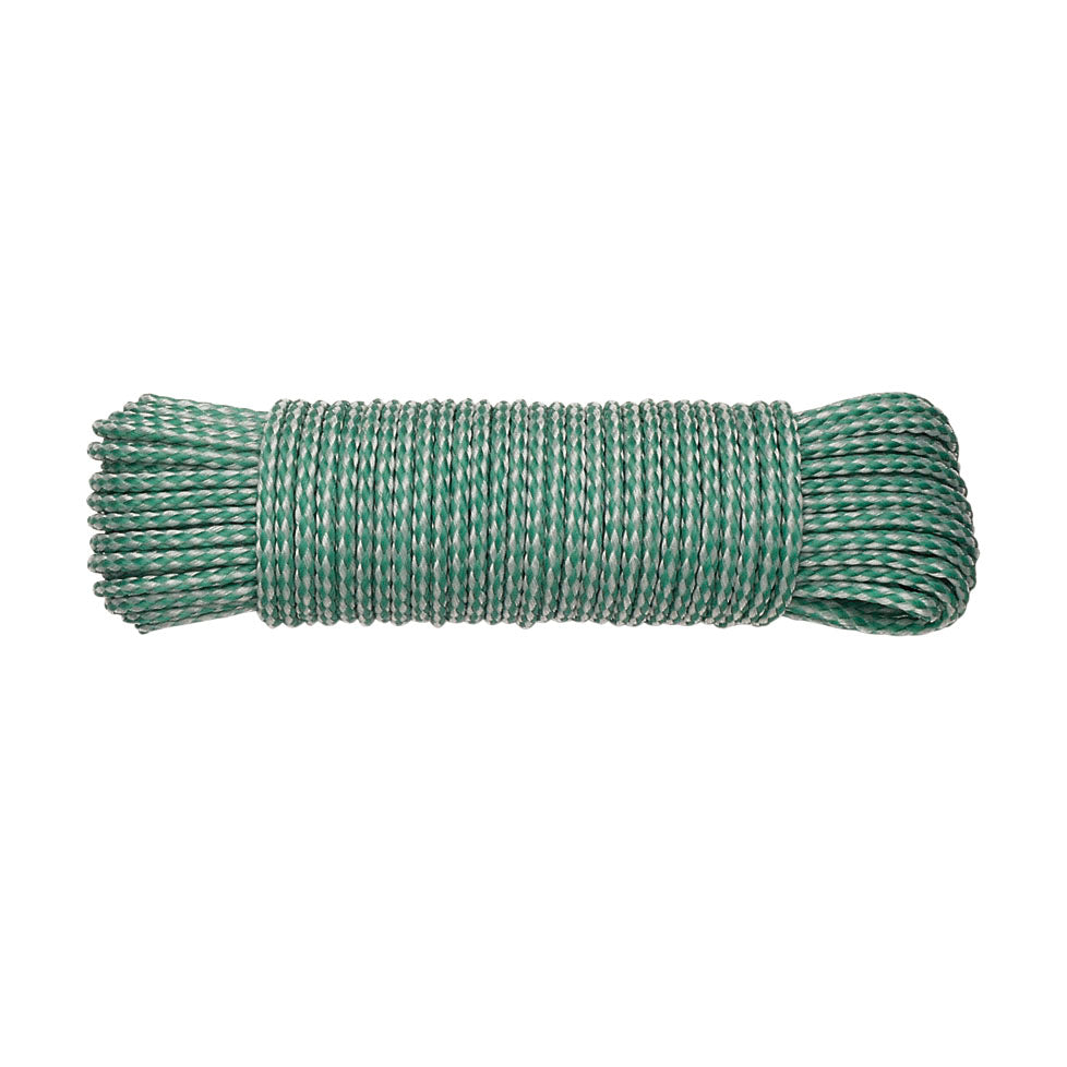Cuerda de plástico trenzado EHS bicolor blanco y verde de 4mm de diámetro en formato madeja