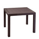 Mesa de jardín cuadrada Quarted en resina marrón imitación ratán plano