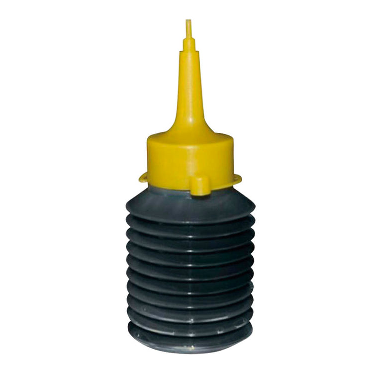 Engrasador de fuelle Garland color gris y amarillo para lubricación de cabezales de desbrozadora