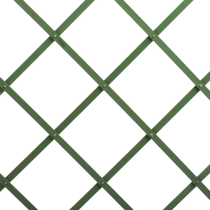 Detalle de malla de celosía extensible verde de PVC