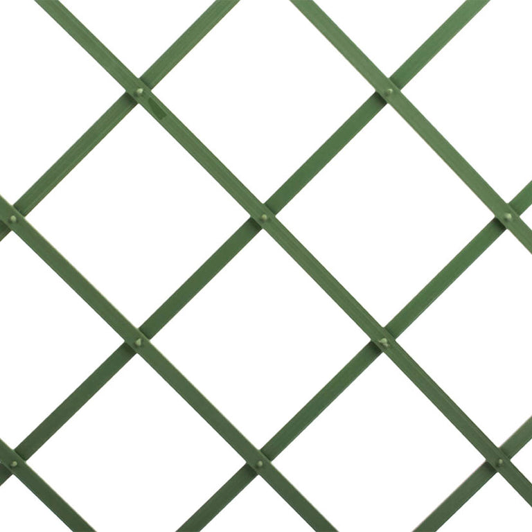 Detalle de malla de celosía extensible verde de PVC