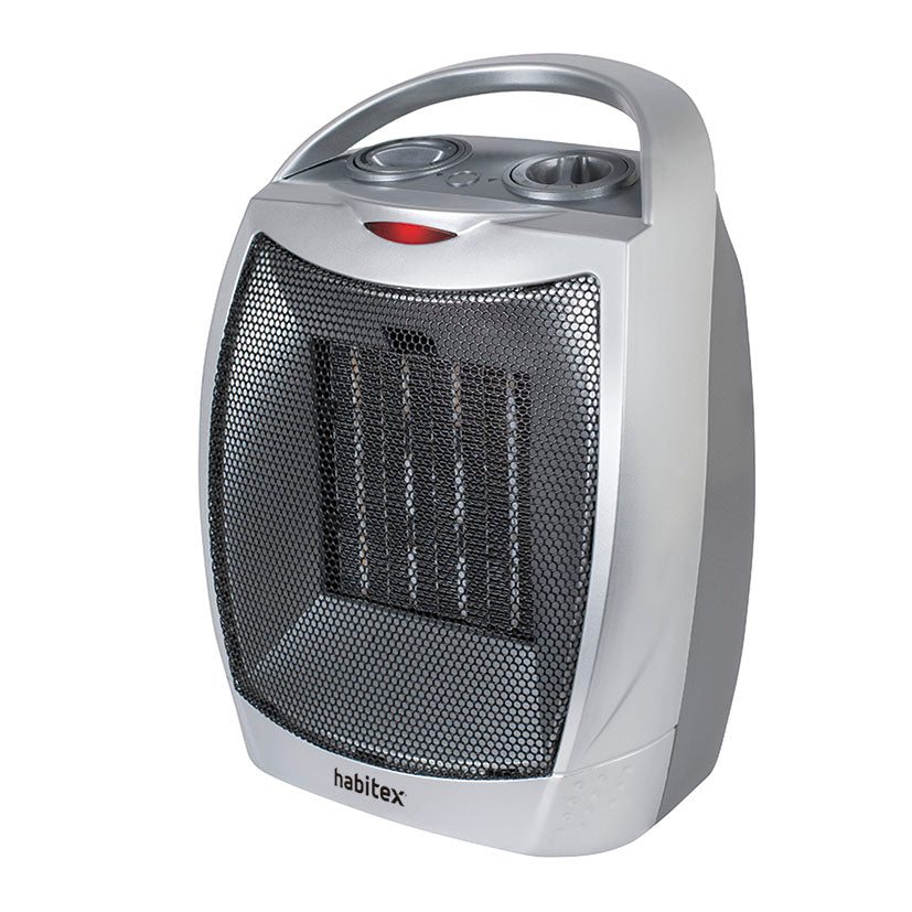 Calefactor cerámico Habitex E312 plateado con rejilla negra y mandos superiores