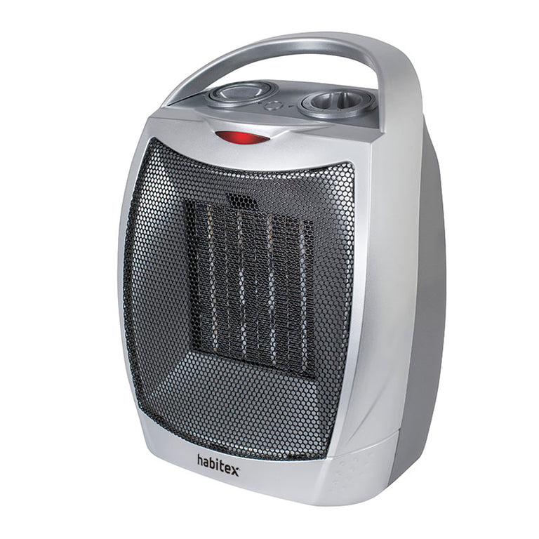 Calefactor cerámico Habitex E312 plateado con rejilla negra y mandos superiores