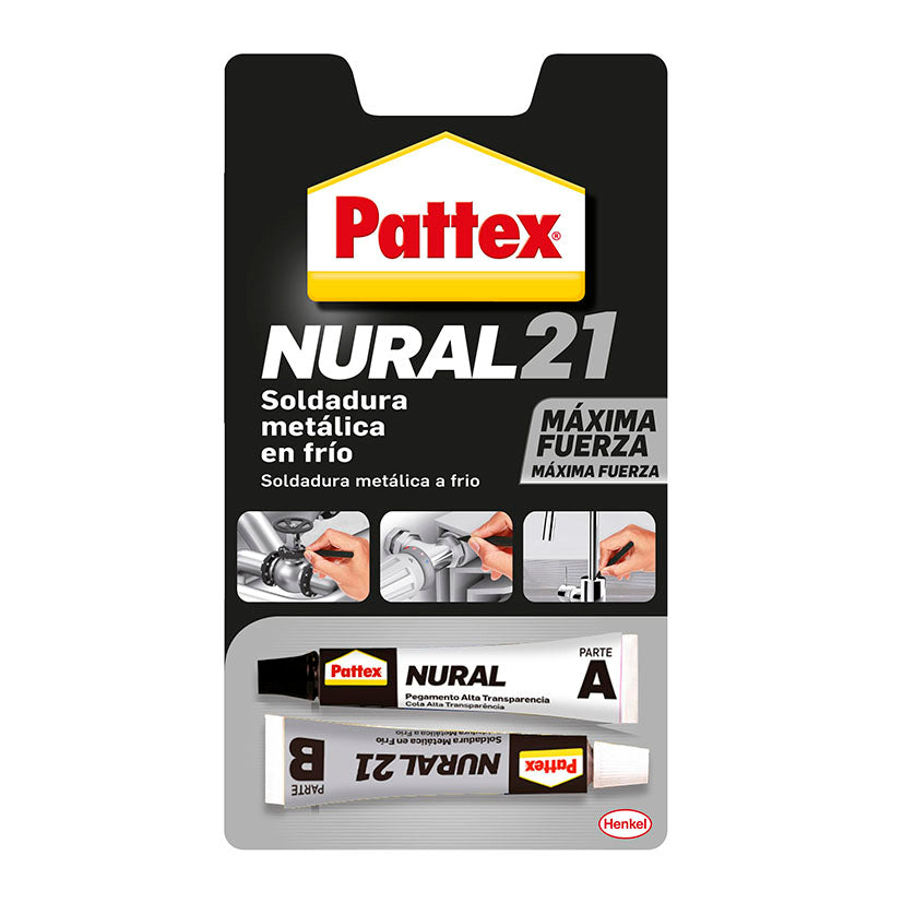 Blíster de Pattex Nural 21 soldadura metálica en frío con tubos parte A y B de 22ml