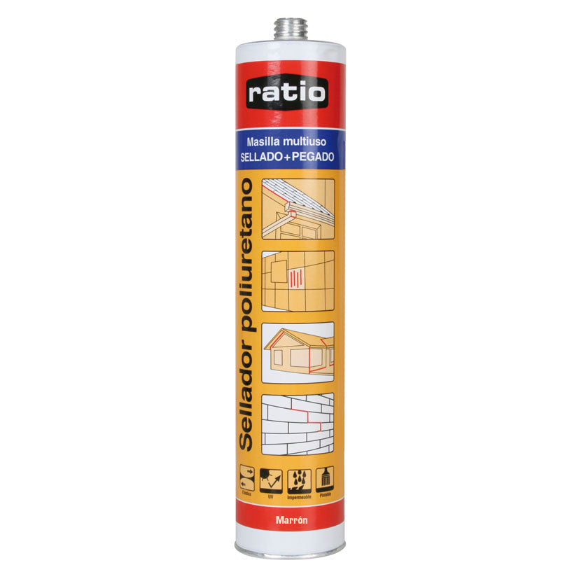 Sellador PU RATIO color marrón 300ml resistente a UV e impermeable