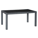 Mesa de jardín rectangular Elegance en resina imitación ratán color antracita 150x90 cm.