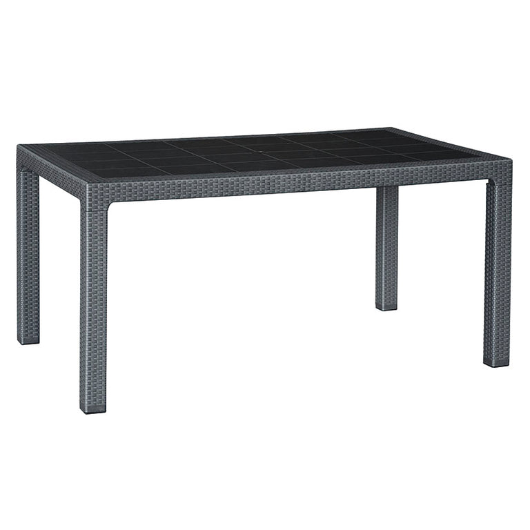 Mesa de jardín rectangular Elegance en resina imitación ratán color antracita 150x90 cm.