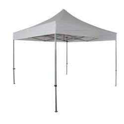 Carpa plegable blanca de 3x3 metros con estructura de acero y altura extra de 3.20 metros para eventos.