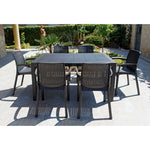 Conjunto de mesa y sillas de jardín serie Plasmir modelo Elegance en terraza exterior.