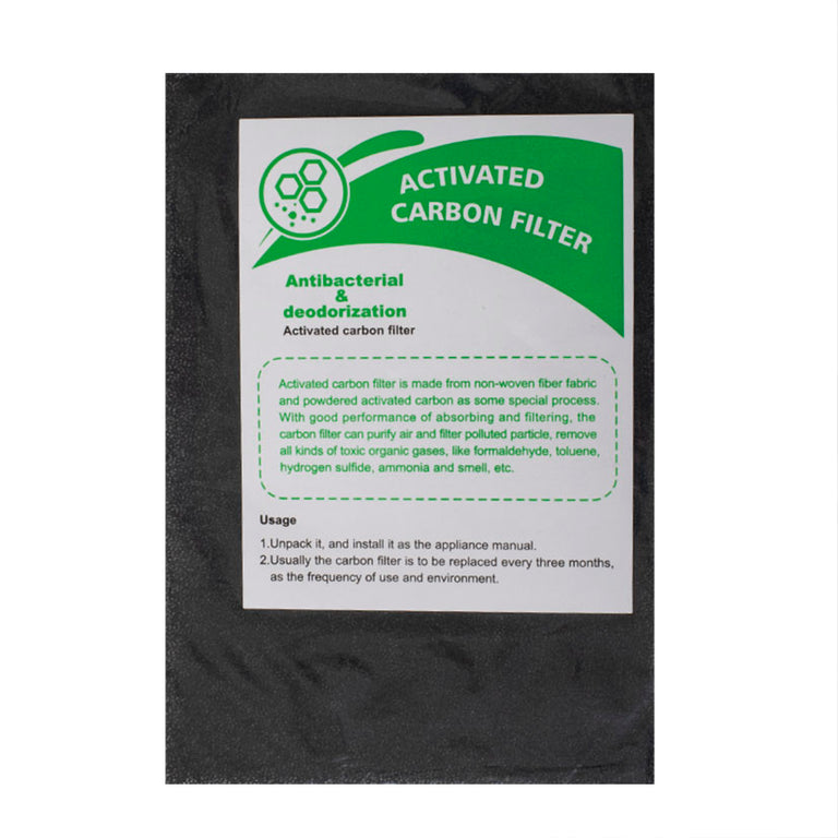 Recambio de filtro de carbón activado para deshumidificador Habitex H1200, detalle de instrucciones de uso y filtrado.