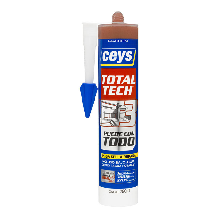 Cartucho de adhesivo Ceys Total Tech marrón 290ml para reparaciones bajo agua
