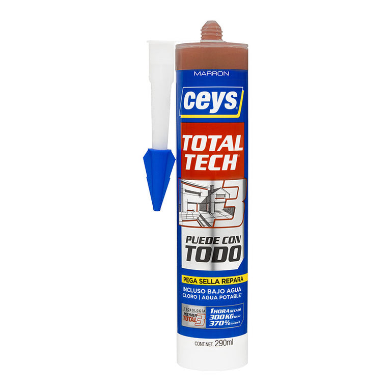 Cartucho de adhesivo Ceys Total Tech marrón 290ml para reparaciones bajo agua