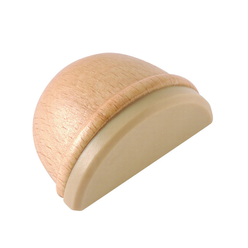Tope de puerta BRINOX madera de haya clara con protector de goma beige autoadhesivo