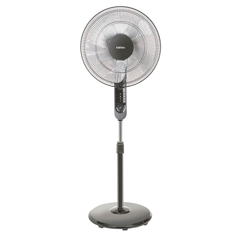 Ventilador de pie Habitex VPR45 color negro con base redonda y altura regulable