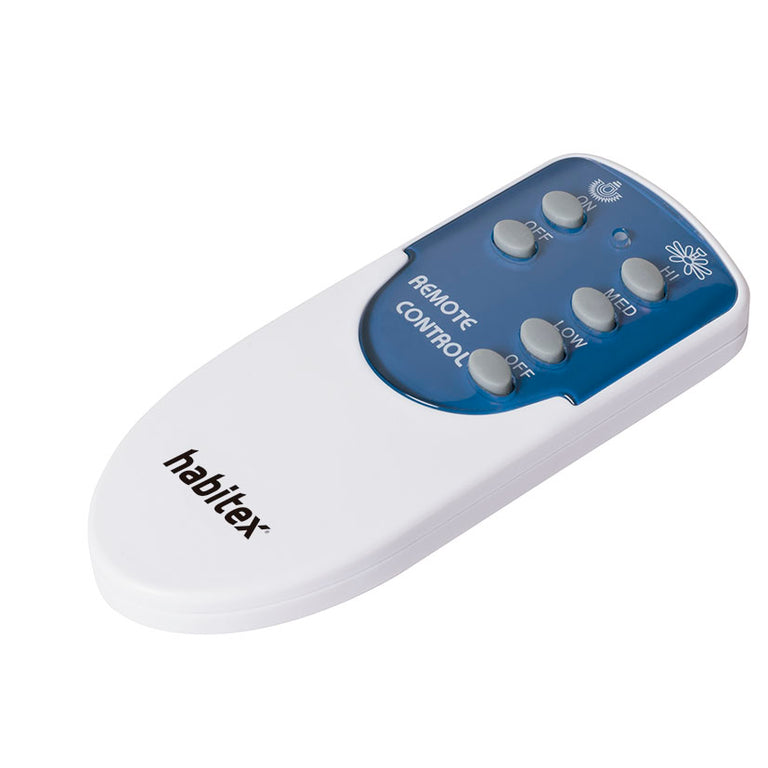 Mando a distancia ergonómico Habitex para control de ventilador de techo y luz.