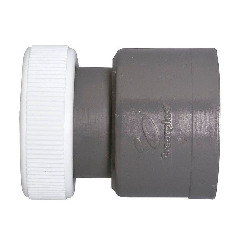 Enlace de PVC gris con tuerca loca blanca Crearplast para conexión de desagües de 40mm