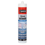 Cartucho de silicona antimoho RATIO blanca 300ml con protección fungicida