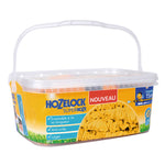 Embalaje original de manguera HOZELOCK SuperHoze 15m en contenedor de plástico transparente con asa para transporte.