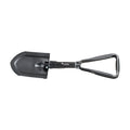 Pala plegable LISTA 3 en 1 extendida con mango triangular ergonómico y borde de sierra lateral.