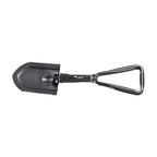 Pala plegable LISTA 3 en 1 extendida con mango triangular ergonómico y borde de sierra lateral.