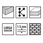 Iconografía técnica de materiales compatibles y durabilidad de broca RATIO