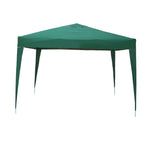 Carpa plegable de jardín 3x3 metros color verde con estructura metálica sobre fondo blanco