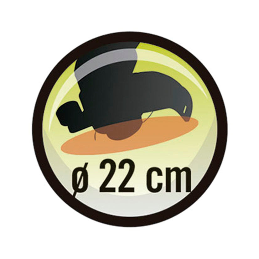 Icono descriptivo del ancho de corte de 22 cm para el perfilador de césped Lista.