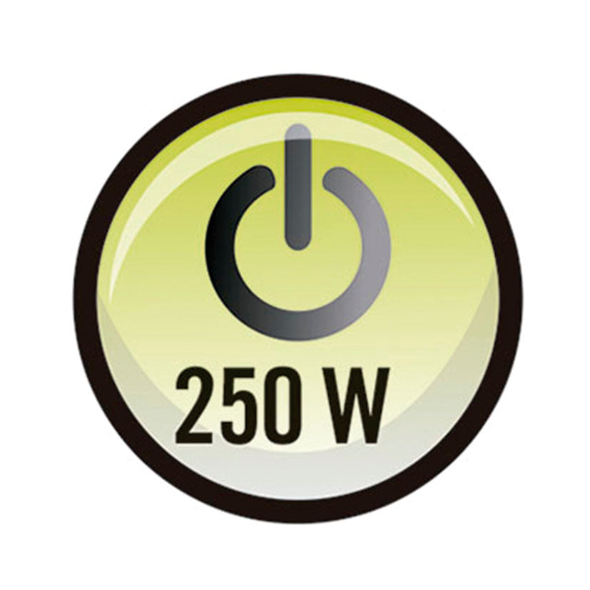 Icono técnico indicando la potencia de 250W del motor del cortabordes Lista.