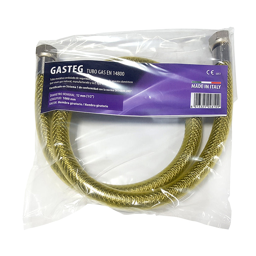 Embalaje original Gasteg del tubo de gas metálico ondulado certificado según norma EN 14800.