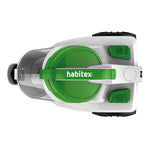 Vista superior del cuerpo del aspirador Habitex con botones de control y asa de transporte
