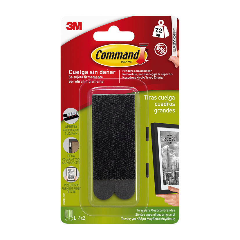 Tiras cuelgacuadros 3M Command grandes color negro para marcos de hasta 7,2 kg