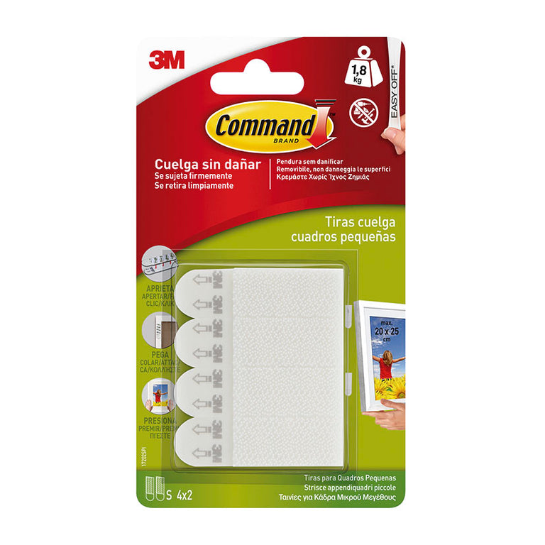 Pack de tiras adhesivas Command pequeñas blancas para cuadros de 20x25 cm