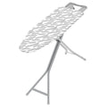 Tabla de planchar HABITEX Toscana abierta con funda estampada de plumas y estructura de acero gris estable.